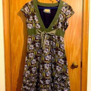 Free People Floral Mini Dress - Green and Brown